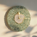 10" Diameter Large Light Green Crystal With White Agate Wall Clock