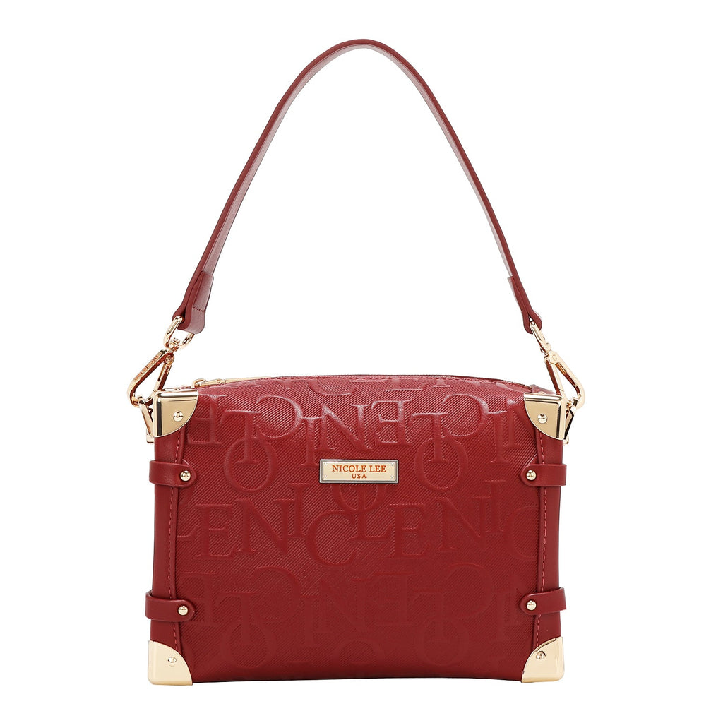 BOLSO DE HOMBRO CUADRADO ELEGANCIA EN RELIEVE (ROJO)
