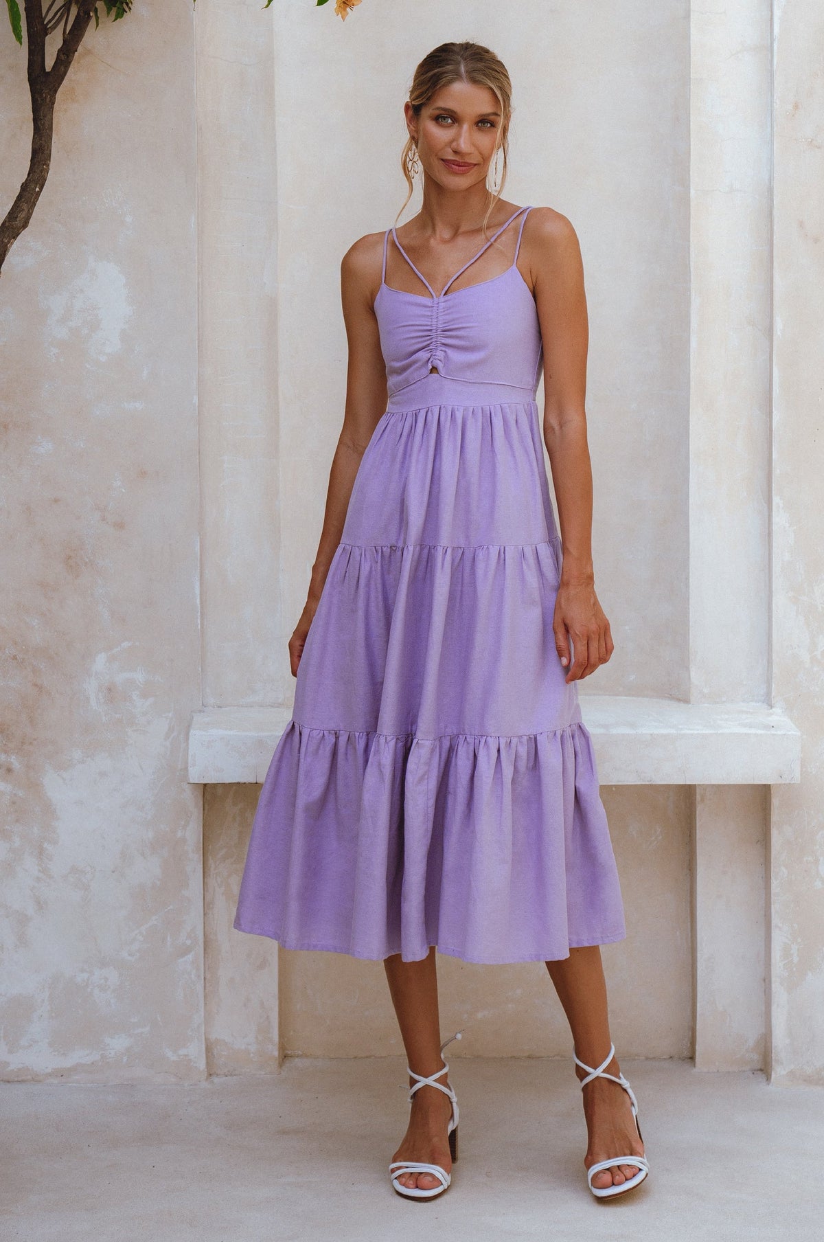 Rafaela Strappy Linen Midi Dress (Sale)