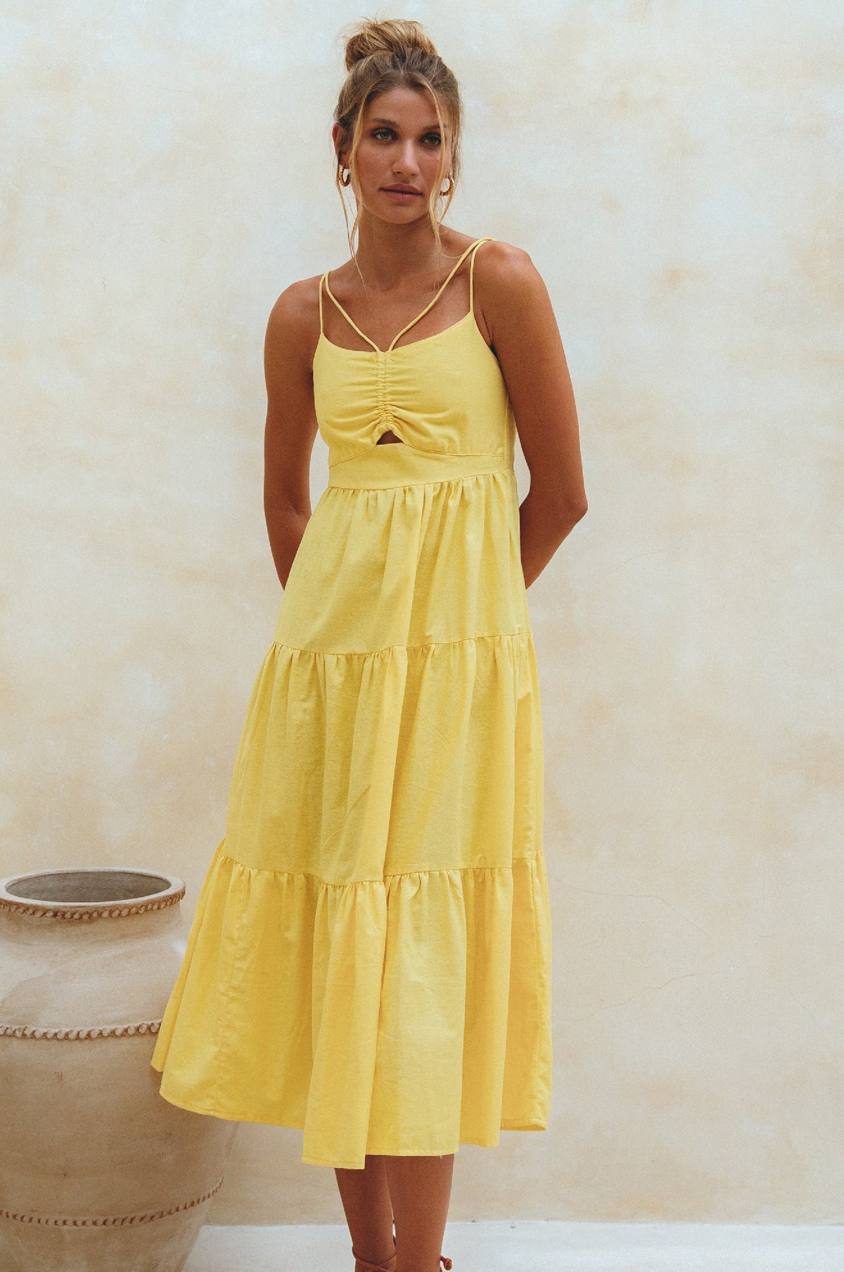 Rafaela Strappy Linen Midi Dress (Sale)