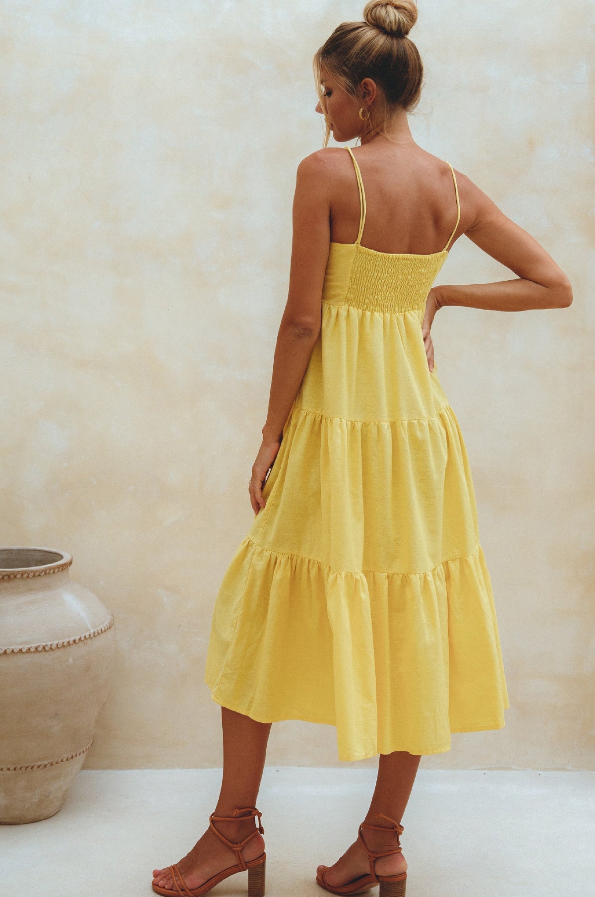 Rafaela Strappy Linen Midi Dress (Sale)