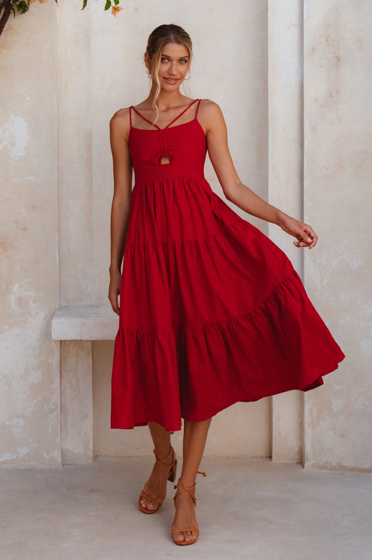 Rafaela Strappy Linen Midi Dress (Sale)