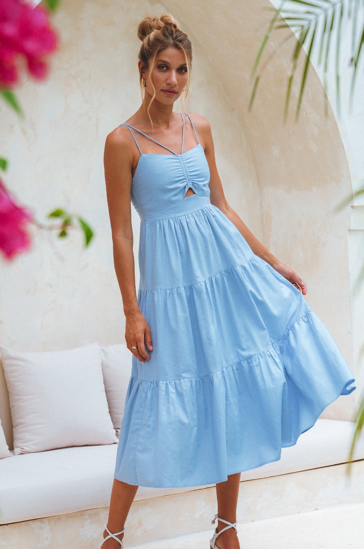 Rafaela Strappy Linen Midi Dress (Sale)