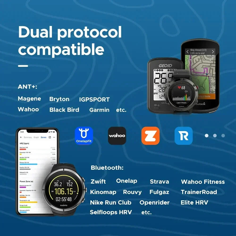 Heart Rate Monitor Chest Strap Bluetooth 4.2 And ANT+ ECG Sensor Black